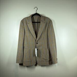 ZARA Plaid Check Blazer Jacket Black Blue Camel Women Size M Business Wear